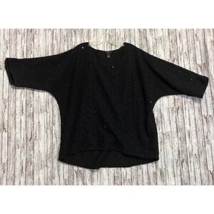 Alfani Black Sequins Textured Knit Dolman 1/2 Sleeve‎ Sweater Top XLarge - EUC